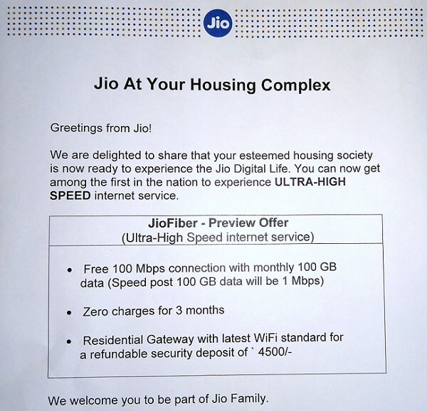Jio Fiber Preview Offer